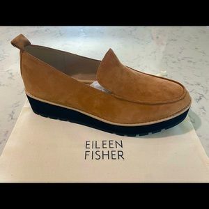 Eileen Fisher Suede Ells Cognac Loafers
